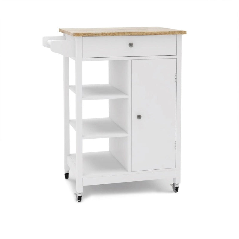 Kitchen Rolling Trolley Cart with Adjustable Shelves and Towel Rack
