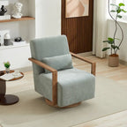 30.3W Swivel Modern Upholstered Accent Chair with Solid Wood Armrests