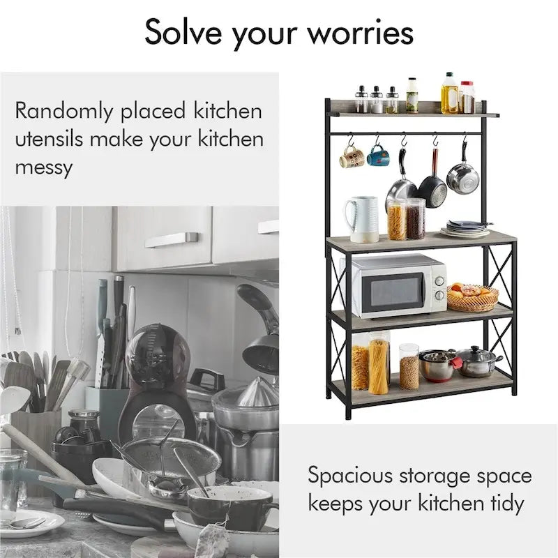 Yaheetech 4-Tier Storage Shelf Kitchen baker's Microwave Oven Stand