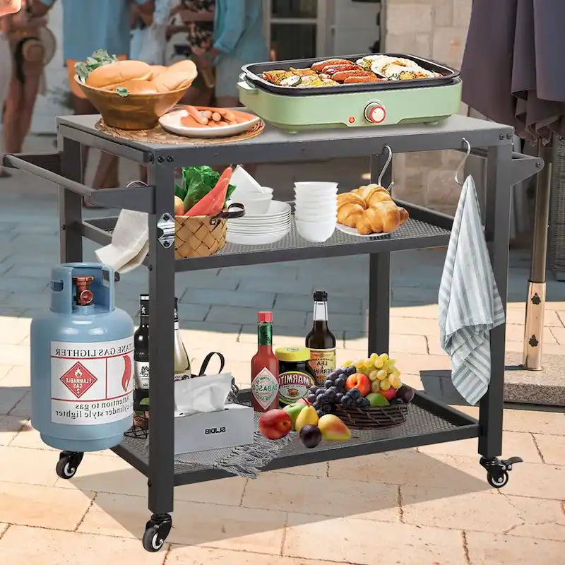 Grill Cart Outdoor with Wheels