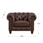 Hydeline Alton Bay Top Grain Leather Chesterfield Sofa and Chair - Sofa, Chair