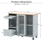 Kitchen Island Cart with Drop Leaf, LED Light, Fluted Glass Doors, Adjustable Shelf, and 2 Drawers