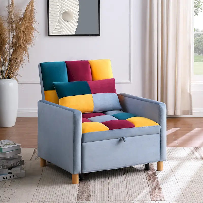 Convertible Sleeper Sofa Chair Bed, Adjustable Chair with Pillow, Multi-Functional Sleeper Chair