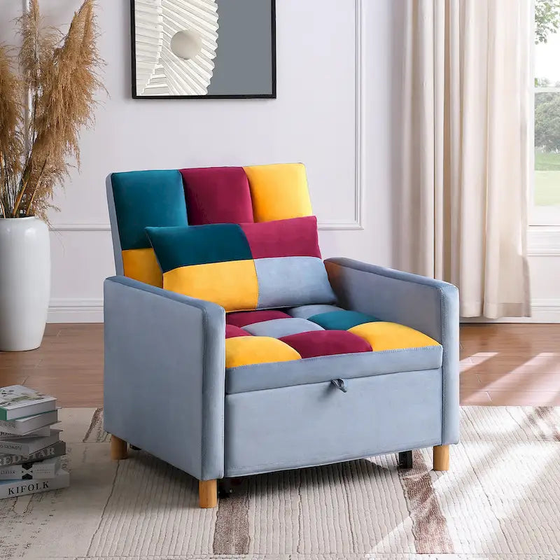 Convertible Sleeper Sofa Chair Bed, Adjustable Chair with Pillow, Multi-Functional Sleeper Chair