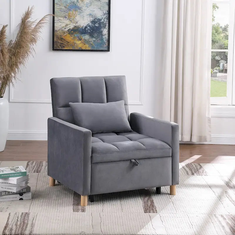 Convertible Sleeper Sofa Chair Bed, Adjustable Chair with Pillow, Multi-Functional Sleeper Chair