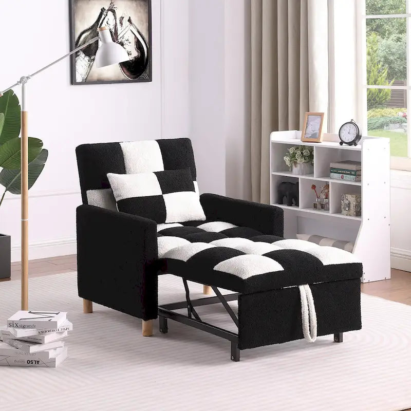 Convertible Sleeper Sofa Chair Bed, Adjustable Chair with Pillow, Multi-Functional Sleeper Chair