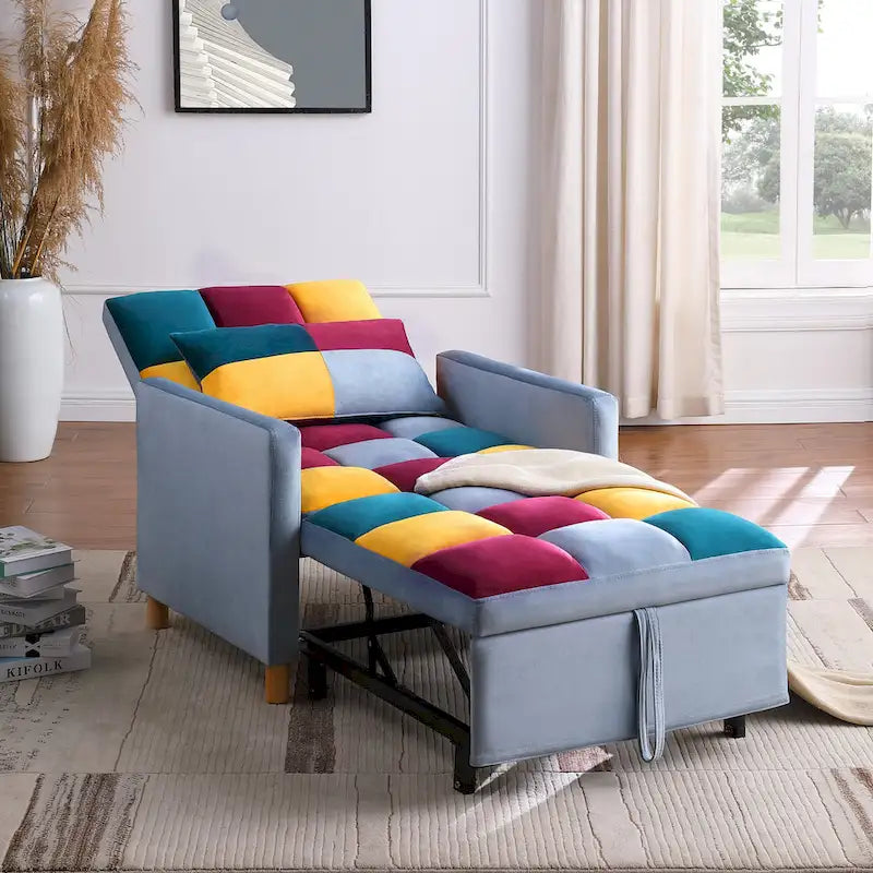 Convertible Sleeper Sofa Chair Bed, Adjustable Chair with Pillow, Multi-Functional Sleeper Chair