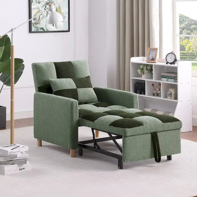 Convertible Sleeper Sofa Chair Bed, Adjustable Chair with Pillow, Multi-Functional Sleeper Chair