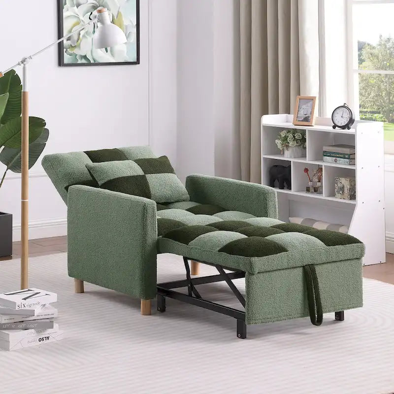 Convertible Sleeper Sofa Chair Bed, Adjustable Chair with Pillow, Multi-Functional Sleeper Chair