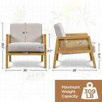 Yaheetech Modern Upholstered Fabric Accent Chair with Rattan Sides - 273031