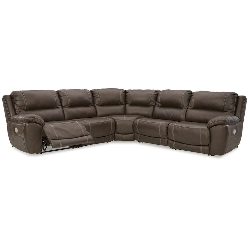 Signature Design by Ashley Dunleith Brown 5-Piece Power Reclining Sectional - 123W x 123D x 43H