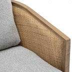 Swivel Barrel Chair with Rattan Design, Leather Accent Sofa Chair, Club Chair with Pillow, Leisure Arm Chair for Living Room