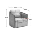 Swivel Barrel Chair with Rattan Design, Leather Accent Sofa Chair, Club Chair with Pillow, Leisure Arm Chair for Living Room
