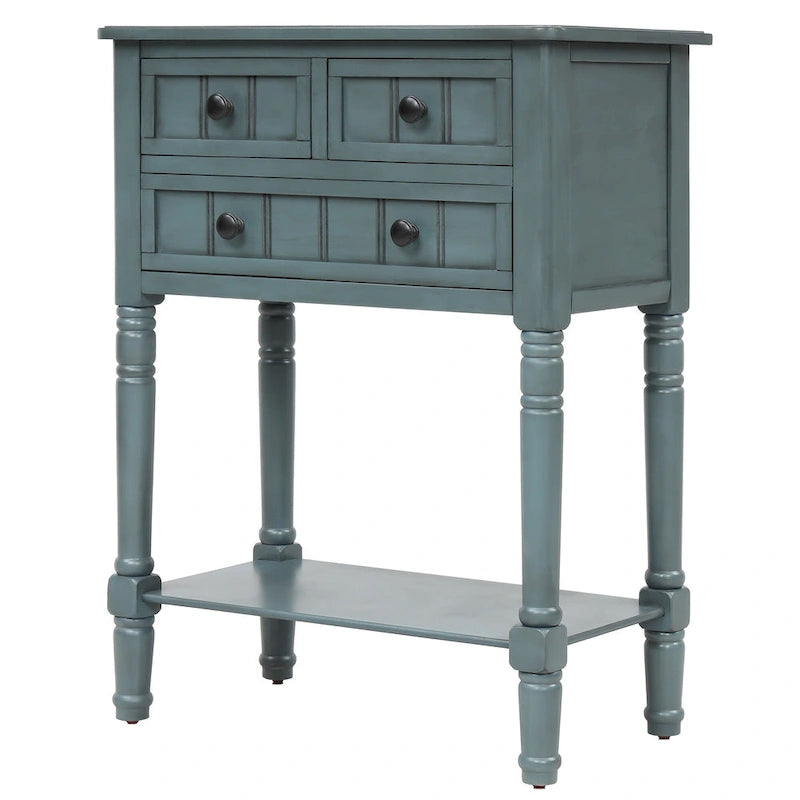 Narrow Console Table Slim Sofa Table with 3 Drawers and Bottom Shelf