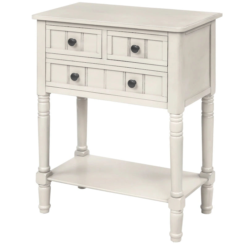 Narrow Console Table Slim Sofa Table with 3 Drawers and Bottom Shelf