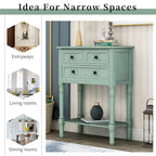 Narrow Console Table Slim Sofa Table with 3 Drawers and Bottom Shelf