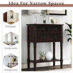 Narrow Console Table Slim Sofa Table with 3 Drawers and Bottom Shelf