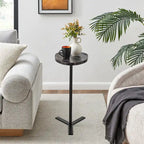 Carter Oval Teardrop Modern Raised Lip Edge Couch-Side Accent C-Table with Crossed Y-Shape Metal Pedestal Leg