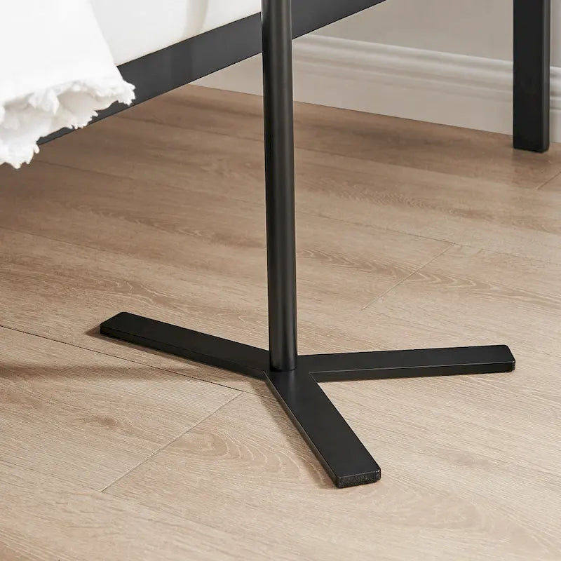 Carter Oval Teardrop Modern Raised Lip Edge Couch-Side Accent C-Table with Crossed Y-Shape Metal Pedestal Leg