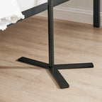 Carter Oval Teardrop Modern Raised Lip Edge Couch-Side Accent C-Table with Crossed Y-Shape Metal Pedestal Leg