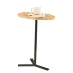 Carter Oval Teardrop Modern Raised Lip Edge Couch-Side Accent C-Table with Crossed Y-Shape Metal Pedestal Leg