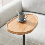 Carter Oval Teardrop Modern Raised Lip Edge Couch-Side Accent C-Table with Crossed Y-Shape Metal Pedestal Leg