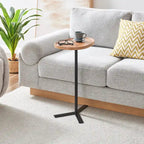 Carter Oval Teardrop Modern Raised Lip Edge Couch-Side Accent C-Table with Crossed Y-Shape Metal Pedestal Leg