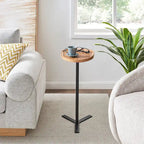 Carter Oval Teardrop Modern Raised Lip Edge Couch-Side Accent C-Table with Crossed Y-Shape Metal Pedestal Leg