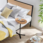 Carter Oval Teardrop Modern Raised Lip Edge Couch-Side Accent C-Table with Crossed Y-Shape Metal Pedestal Leg