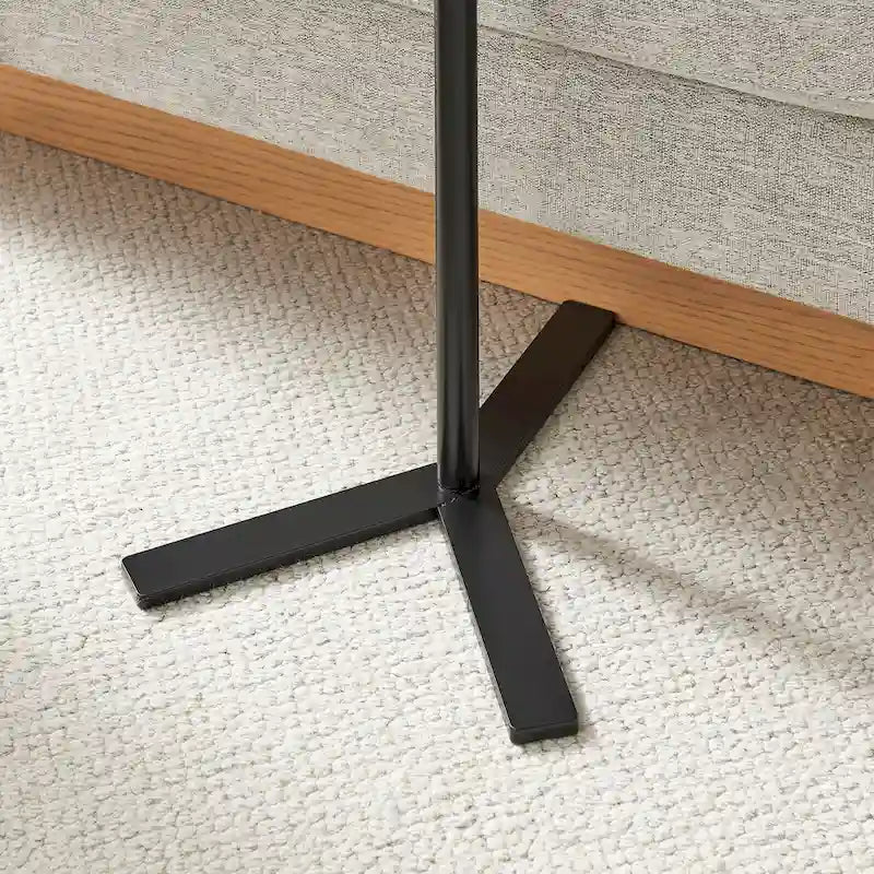 Carter Oval Teardrop Modern Raised Lip Edge Couch-Side Accent C-Table with Crossed Y-Shape Metal Pedestal Leg