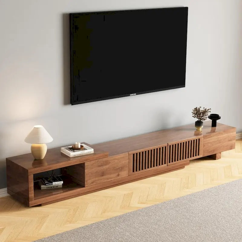 With 5 storage spaces, modern retractable up to 103 inches TV cabinet - 103W x 15.74D x 13.78H
