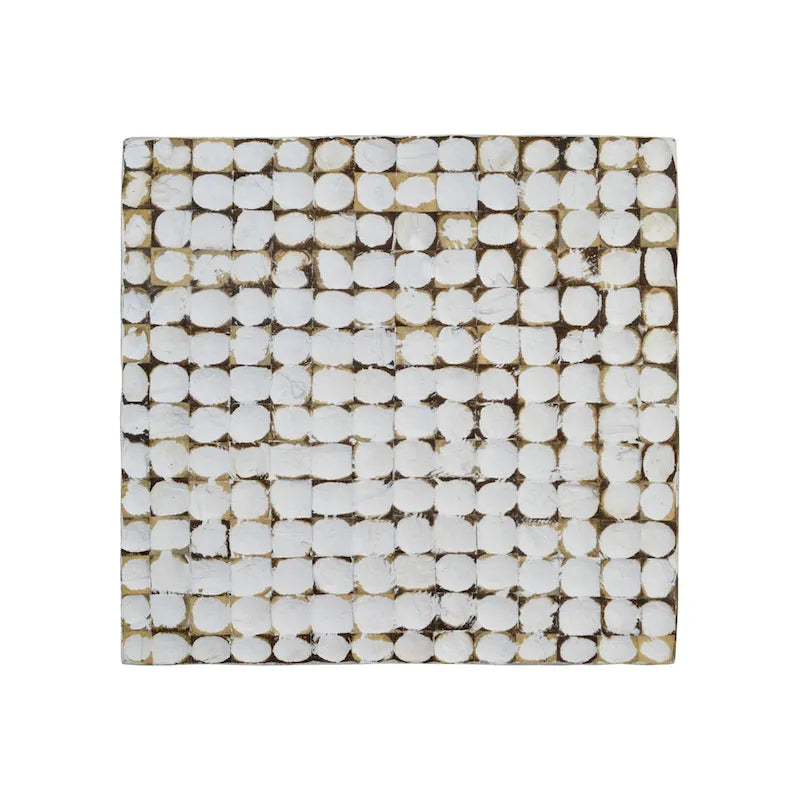 Juliette Distressed Natural Coconut Cube Accent Table by East at Main