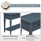 50 Farmhouse 50 Inch Classic Retro Console Three Top Drawers and Open Style Bottom Shelf, Sofa Table with Solid Wooden Frame