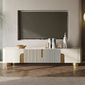 78.7 Media Console with 3 Drawers, white Color, Sintered Stone Table-top - 78.74