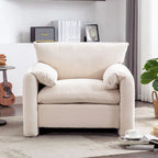 Chenille Oversized Armchair with Curved Backrest - Single Seater