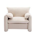 Chenille Oversized Armchair with Curved Backrest - Single Seater