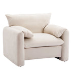 Chenille Oversized Armchair with Curved Backrest - Single Seater