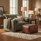 Chenille Oversized Armchair with Curved Backrest - Single Seater