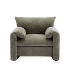 Chenille Oversized Armchair with Curved Backrest - Single Seater