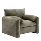 Chenille Oversized Armchair with Curved Backrest - Single Seater