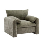 Chenille Oversized Armchair with Curved Backrest - Single Seater