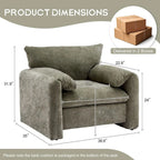 Chenille Oversized Armchair with Curved Backrest - Single Seater