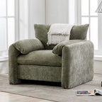Chenille Oversized Armchair with Curved Backrest - Single Seater