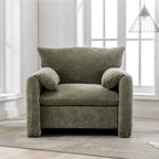 Chenille Oversized Armchair with Curved Backrest - Single Seater