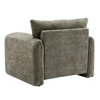 Chenille Oversized Armchair with Curved Backrest - Single Seater