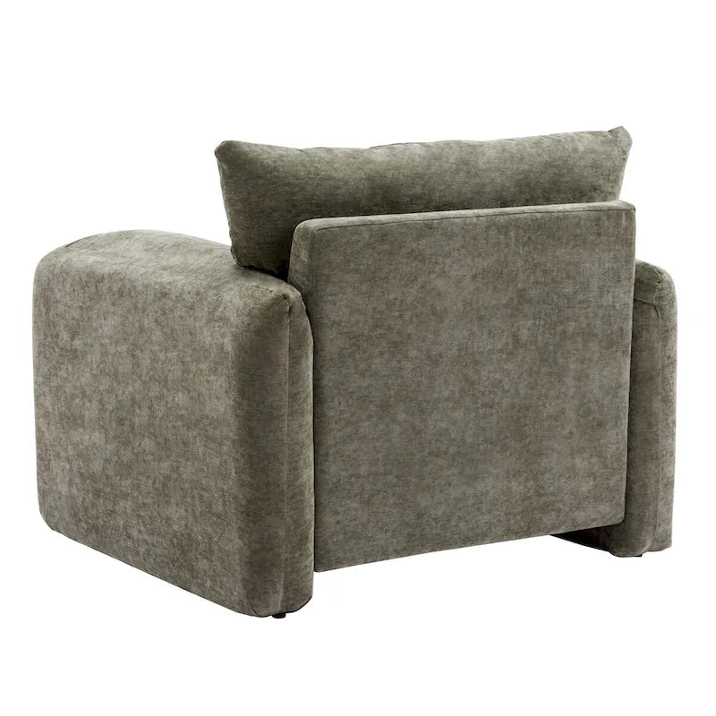 Chenille Oversized Armchair with Curved Backrest - Single Seater