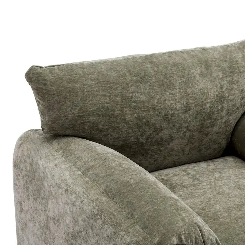 Chenille Oversized Armchair with Curved Backrest - Single Seater