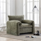 Chenille Oversized Armchair with Curved Backrest - Single Seater