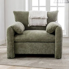 Chenille Oversized Armchair with Curved Backrest - Single Seater