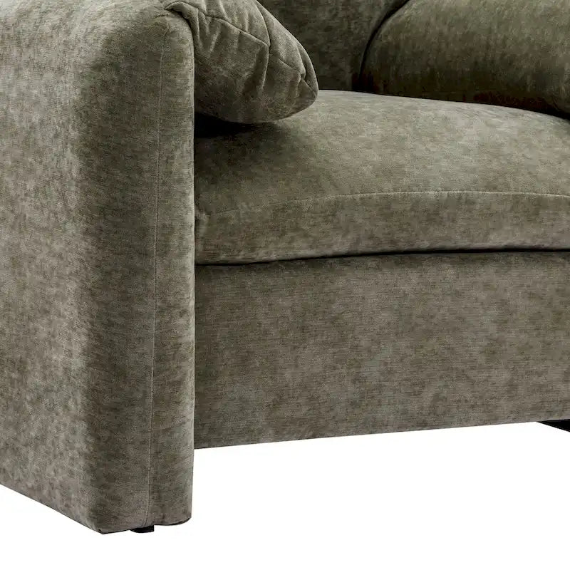 Chenille Oversized Armchair with Curved Backrest - Single Seater